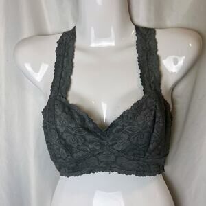 Free People Gray Lace Intimately Galloon Racerback Bralette Size S Coquette Y2K